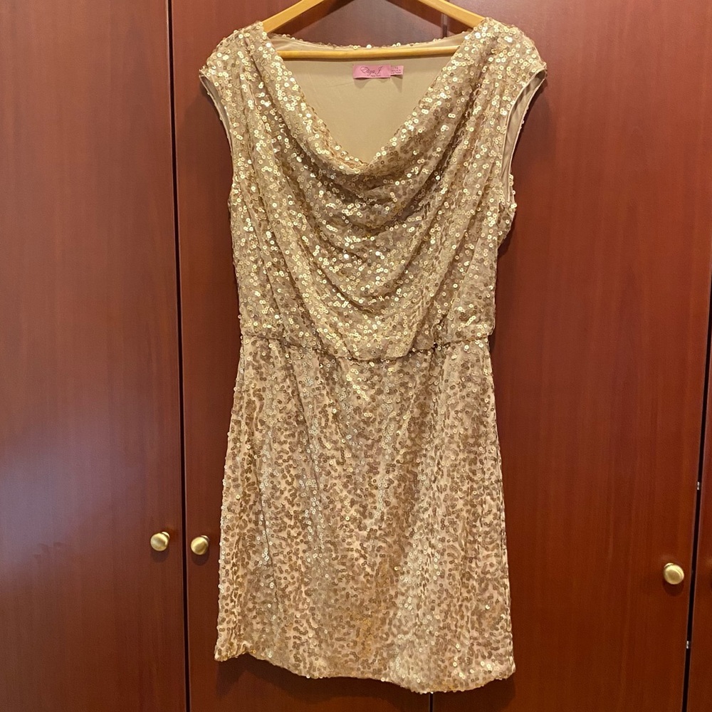 Gold sequin cocktail dress